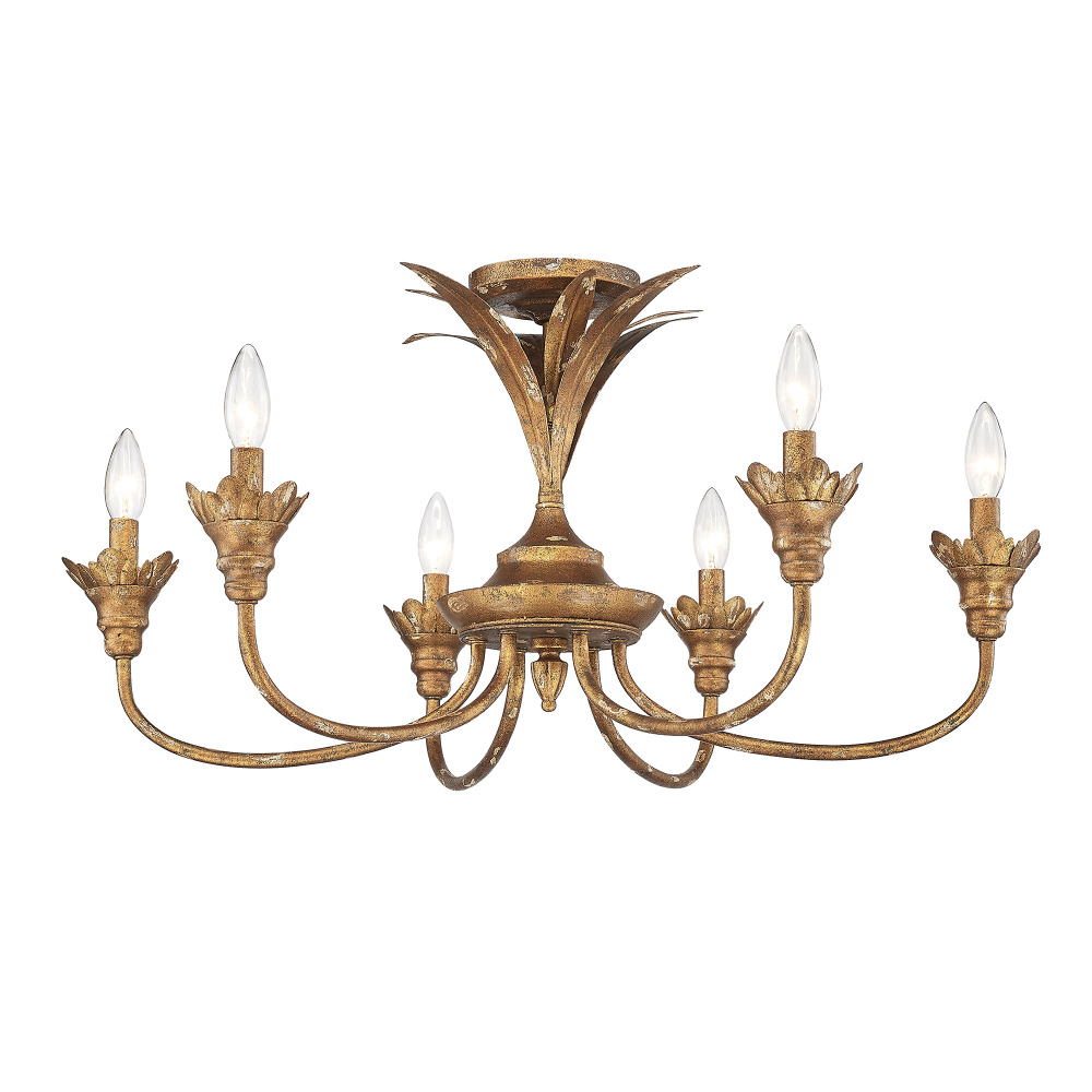 Golden Lighting Lillianne 6-light Semi-Flush Mount in Heirloom Gold